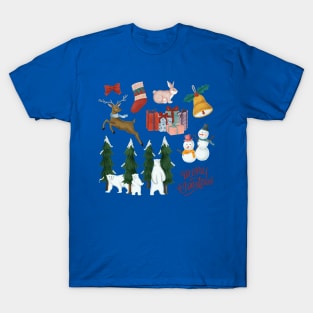 Christmas Hand Drawn watercolor set T-Shirt